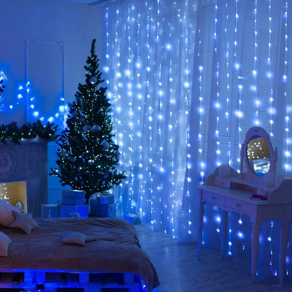 Christmas Fairy Light Party 8 Mode LED Holiday USB Curtain String Lights Birthday Decoration Garland Wedding Home Decor 3M 6M