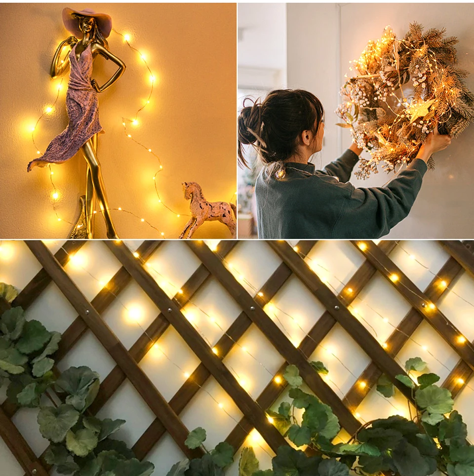 100m-10m LED Fairy Lights Christmas Party Decor Waterproof Outdoor Indoor Copper String Lights for Bedroom Balcony Window