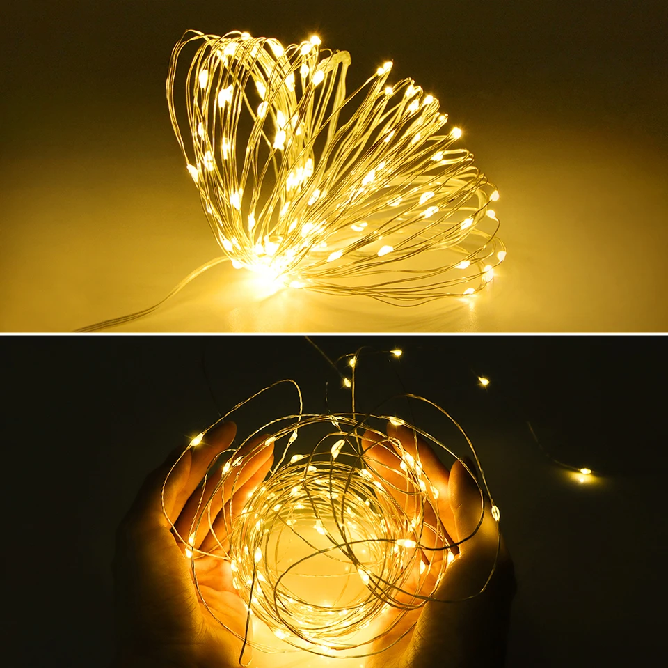 100m-10m LED Fairy Lights Christmas Party Decor Waterproof Outdoor Indoor Copper String Lights for Bedroom Balcony Window