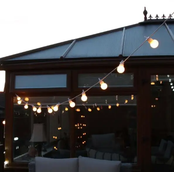 23Meters White Wire LED Garlands Outdoor G50 Bulbs Wedding Fairy Lights For Outdoor Festoon Christmas Garden Holiday Decorative