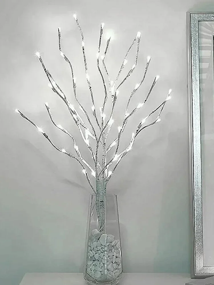 LED White Birch Branch Christmas Tree Branch Fairy Garland Light Party Wedding Decoration Dinner Table Lamp Fairy Light String