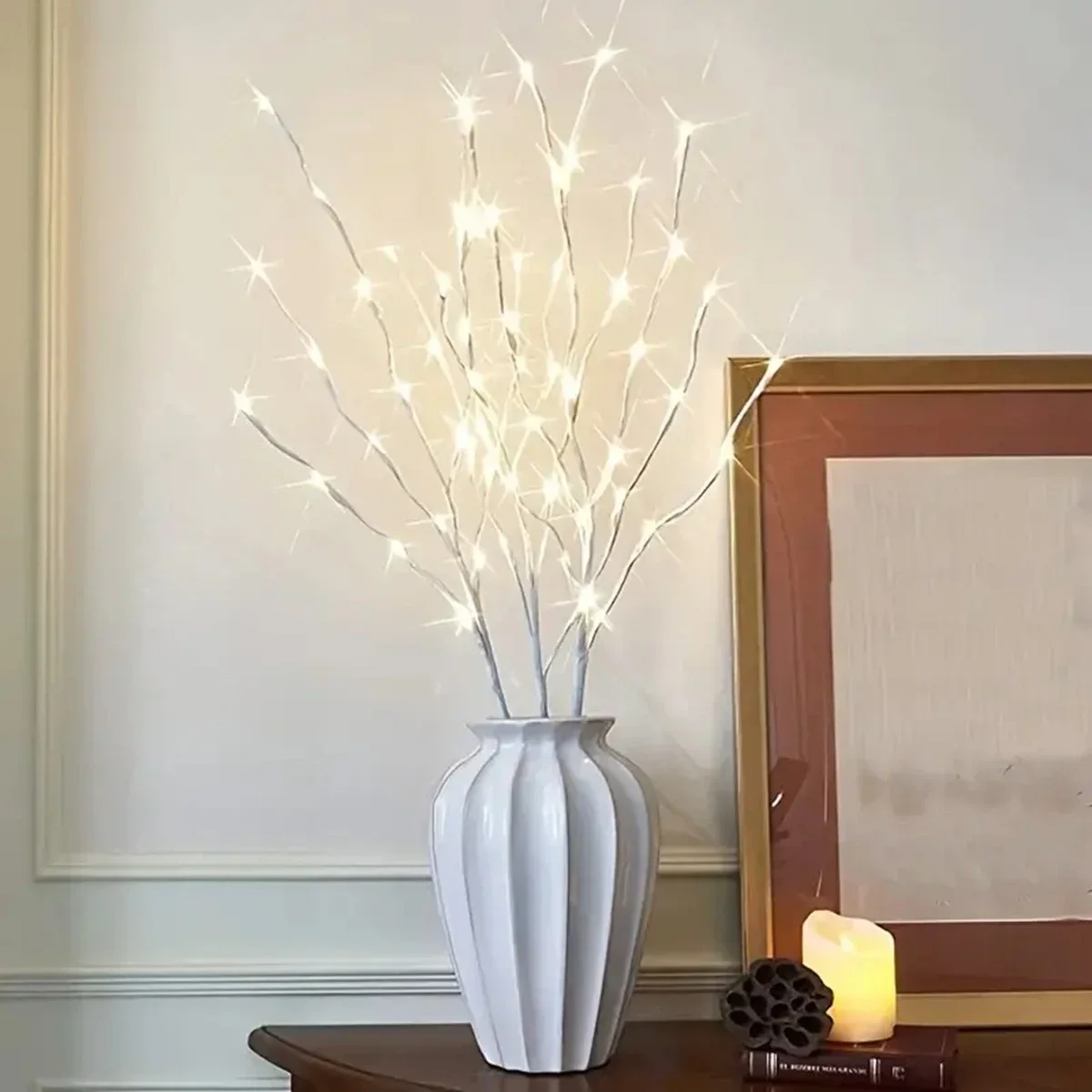 LED White Birch Branch Christmas Tree Branch Fairy Garland Light Party Wedding Decoration Dinner Table Lamp Fairy Light String