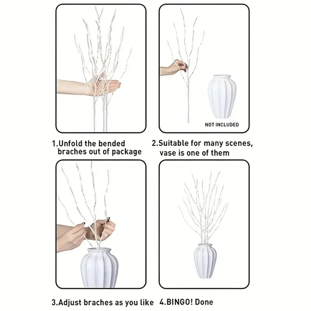 LED White Birch Branch Christmas Tree Branch Fairy Garland Light Party Wedding Decoration Dinner Table Lamp Fairy Light String