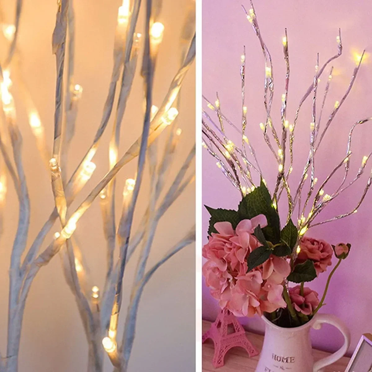 LED White Birch Branch Christmas Tree Branch Fairy Garland Light Party Wedding Decoration Dinner Table Lamp Fairy Light String