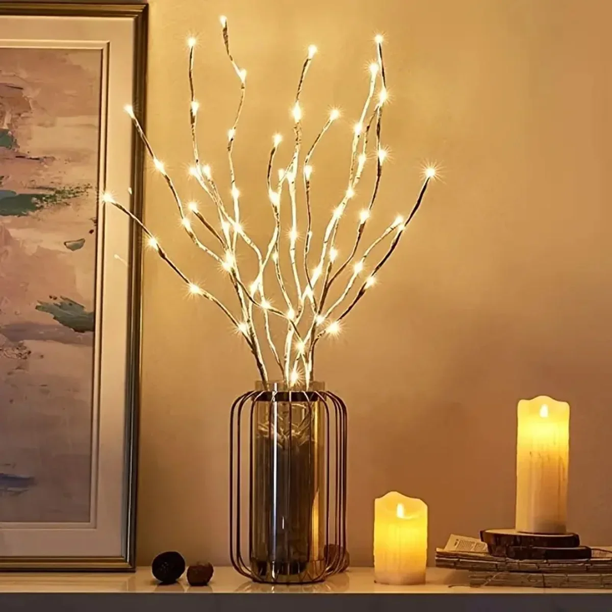 LED White Birch Branch Christmas Tree Branch Fairy Garland Light Party Wedding Decoration Dinner Table Lamp Fairy Light String