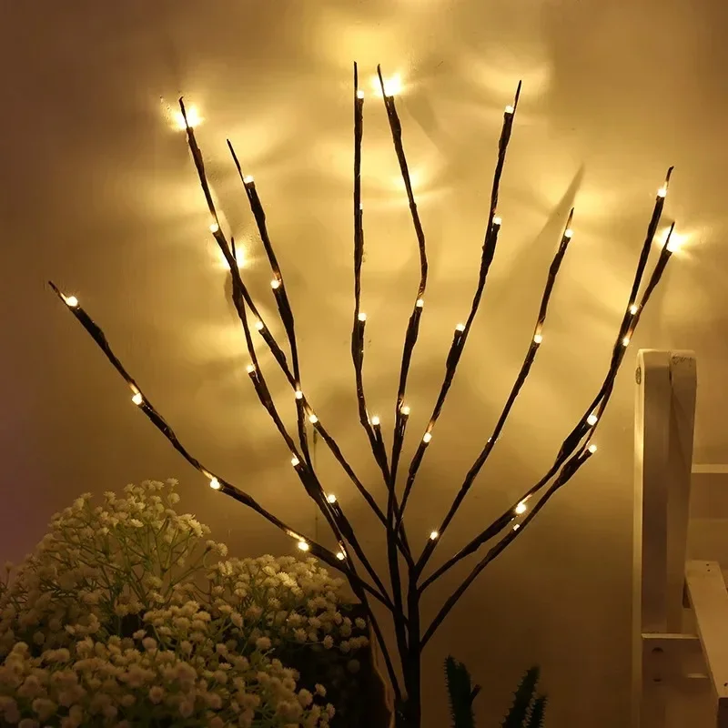 LED White Birch Branch Christmas Tree Branch Fairy Garland Light Party Wedding Decoration Dinner Table Lamp Fairy Light String