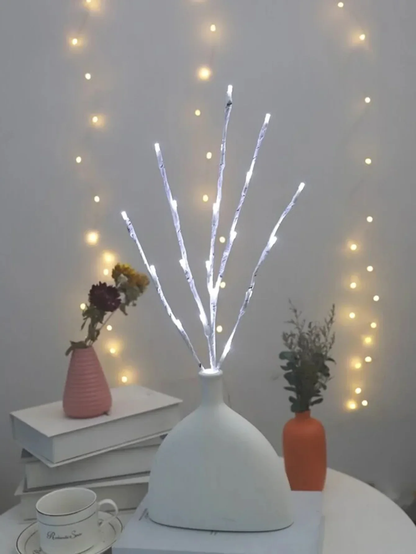 LED White Birch Branch Christmas Tree Branch Fairy Garland Light Party Wedding Decoration Dinner Table Lamp Fairy Light String