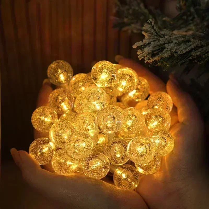 Battery Box Bubble Ball Light String Crystal Bead Ball Fairy String Light Wedding Party Christmas 1.5-3-6 Meters 10-20-40 Lights