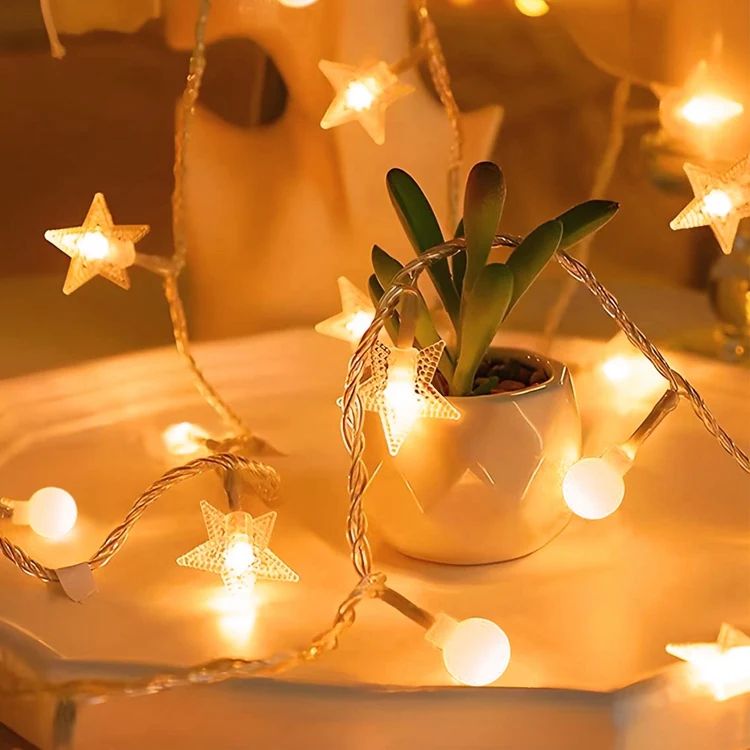LED Snowflake Light Garland Stars Fairy Light Battery-operated Xmas Tree Elk Decorativa Garland Party Wedding New Year's Decor