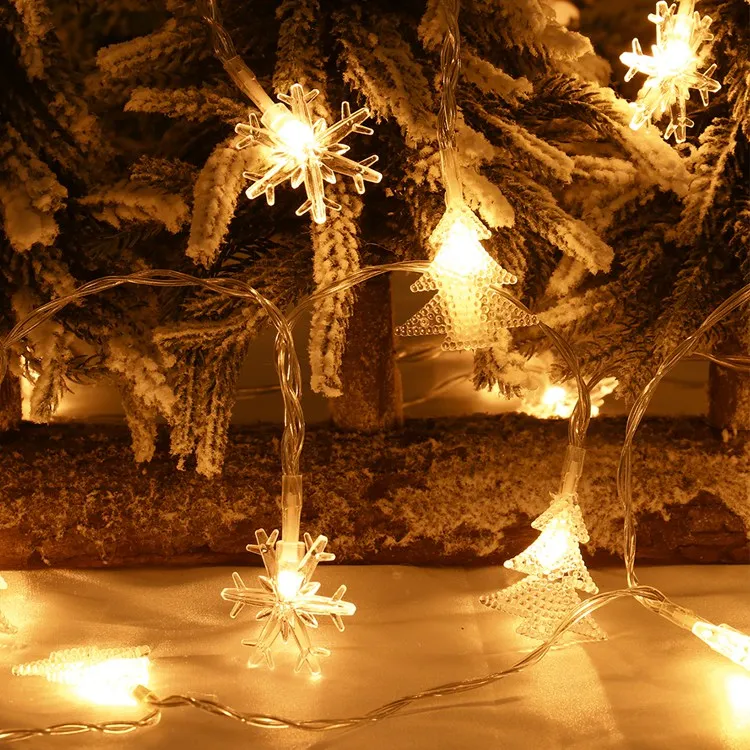 LED Snowflake Light Garland Stars Fairy Light Battery-operated Xmas Tree Elk Decorativa Garland Party Wedding New Year's Decor