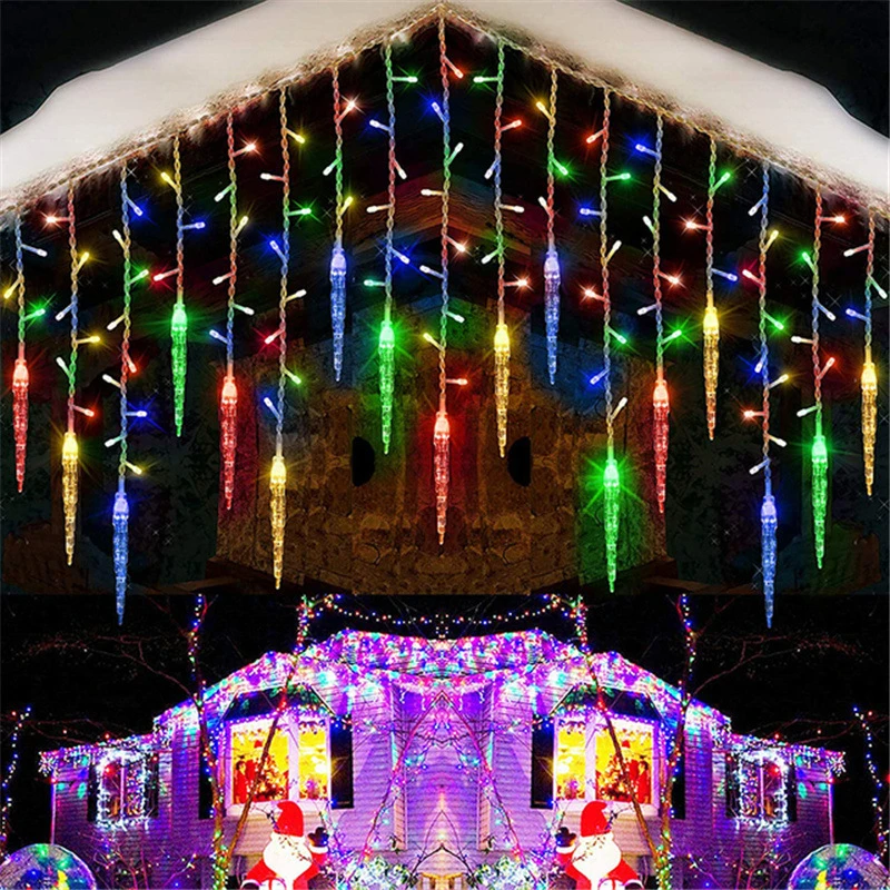 Street Garland Winter Festoon Led Light Curtain Icicle Garlands for New Year Droop 0.3M 0.4M 0.5M for Christmas Decorations 2024