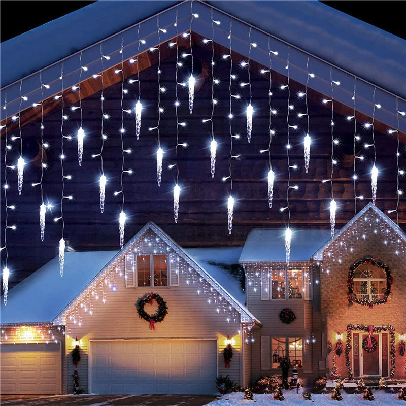 Street Garland Winter Festoon Led Light Curtain Icicle Garlands for New Year Droop 0.3M 0.4M 0.5M for Christmas Decorations 2024