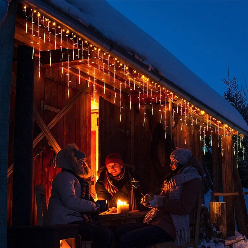 Street Garland Winter Festoon Led Light Curtain Icicle Garlands for New Year Droop 0.3M 0.4M 0.5M for Christmas Decorations 2024