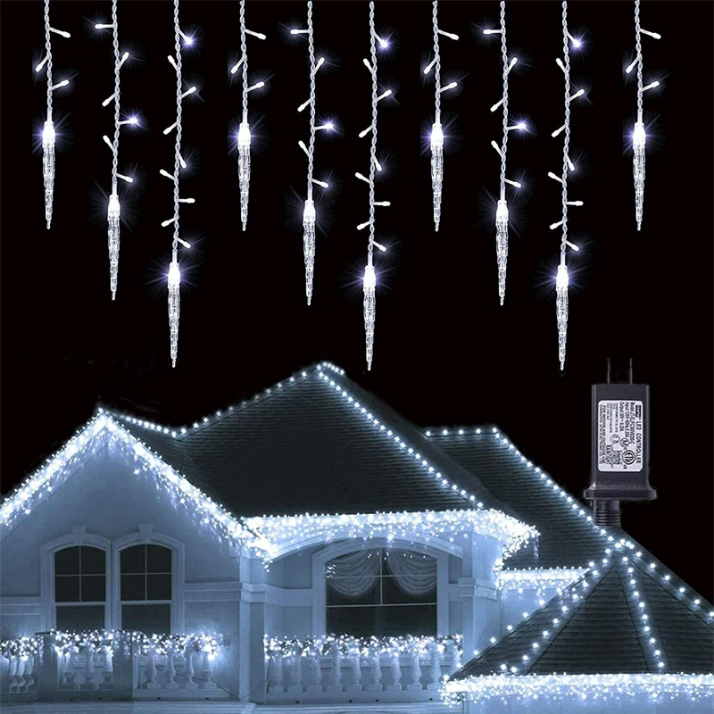 Street Garland Winter Festoon Led Light Curtain Icicle Garlands for New Year Droop 0.3M 0.4M 0.5M for Christmas Decorations 2024