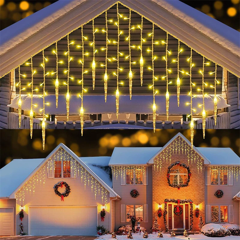 Street Garland Winter Festoon Led Light Curtain Icicle Garlands for New Year Droop 0.3M 0.4M 0.5M for Christmas Decorations 2024