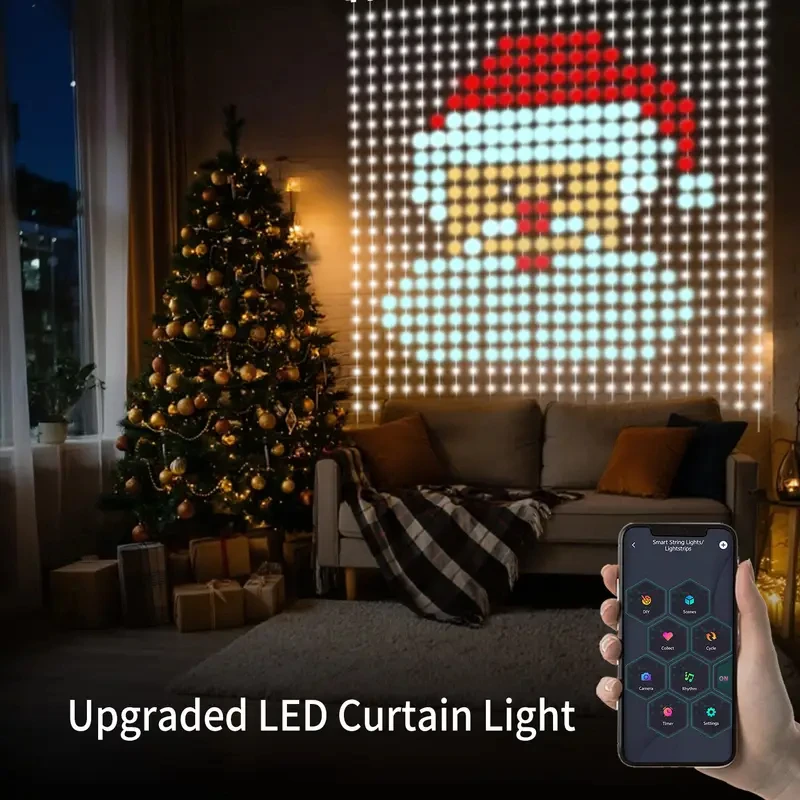 1.6x1.6m 3x3m 400 LEDs Smart IP65 Waterproof Curtain Lights APP Controlled Christmas Outdoor Decorative Lights
