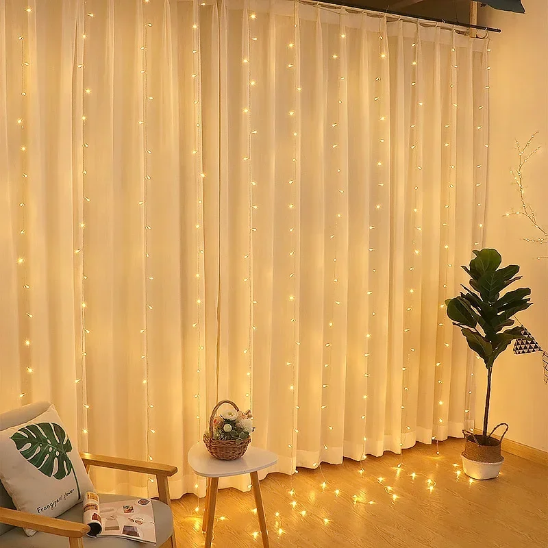 3/4/6m LED Curtain Garland USB Plug Fairy Lights Festoon Ramadan Eid Mubarak Wedding Window Room Valentine's Day Decoration 2026
