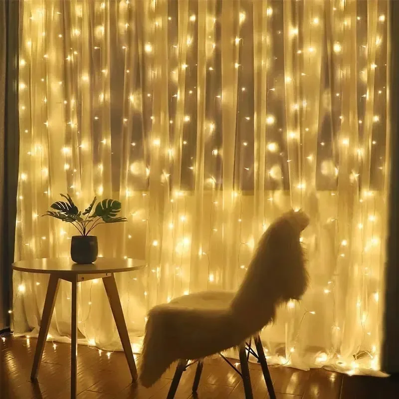 3/4/6m LED Curtain Garland USB Plug Fairy Lights Festoon Ramadan Eid Mubarak Wedding Window Room Valentine's Day Decoration 2026