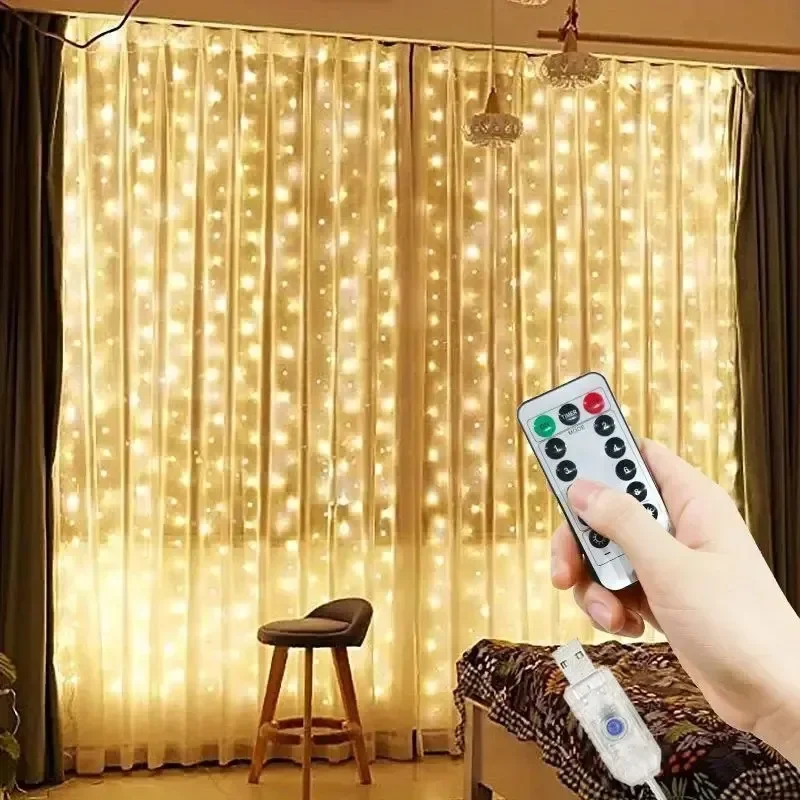 3/4/6m LED Curtain Garland USB Plug Fairy Lights Festoon Ramadan Eid Mubarak Wedding Window Room Valentine's Day Decoration 2026