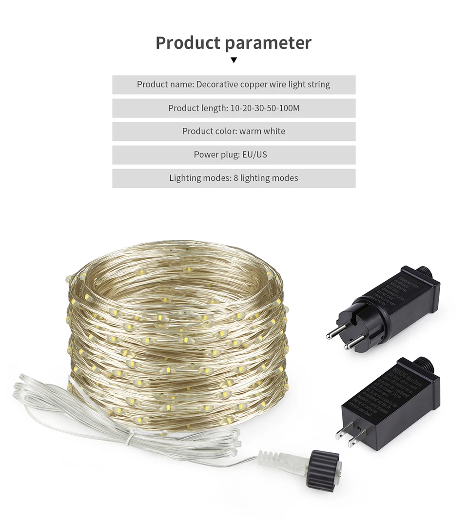 50M 100M LED Christmas Lights 110V 220V Fairy Garland String Light Waterproof For Outdoor Garden Room New Year Party Decoration