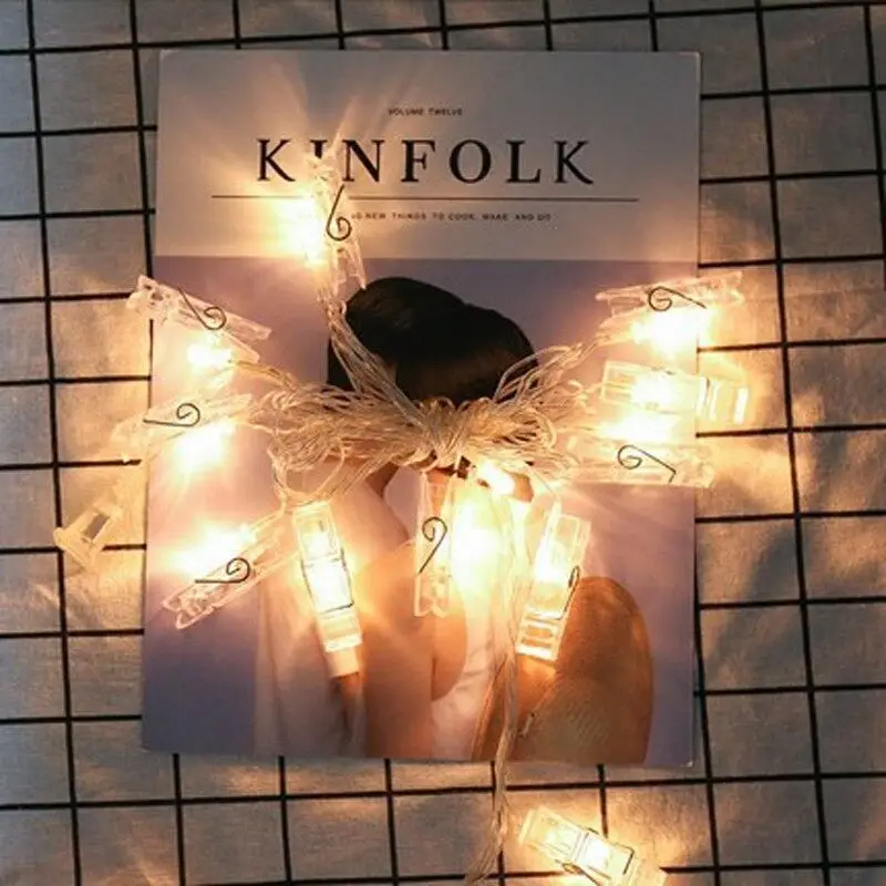 LED Fairy Lights with Photo Clips 10LEDs 20LEDs for Christmas Decoration Valentine Gift Decor