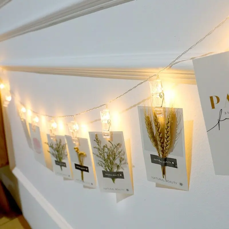 LED Fairy Lights with Photo Clips 10LEDs 20LEDs for Christmas Decoration Valentine Gift Decor