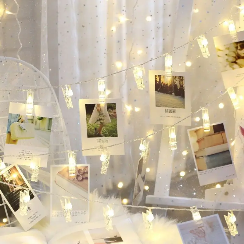 LED Fairy Lights with Photo Clips 10LEDs 20LEDs for Christmas Decoration Valentine Gift Decor