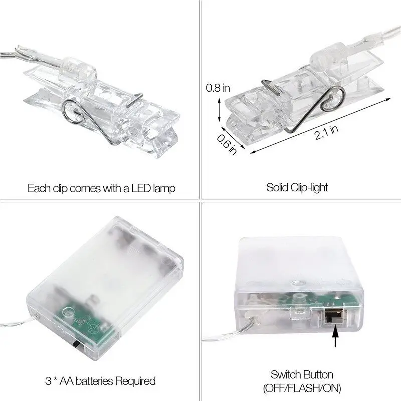 LED Fairy Lights with Photo Clips 10LEDs 20LEDs for Christmas Decoration Valentine Gift Decor
