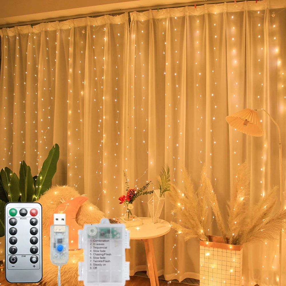 3Mx1M/2M/3M Battery LED String Lights USB Fairy Lights Garland For New Year Wedding Party Christmas Home Curtain Lights Decor