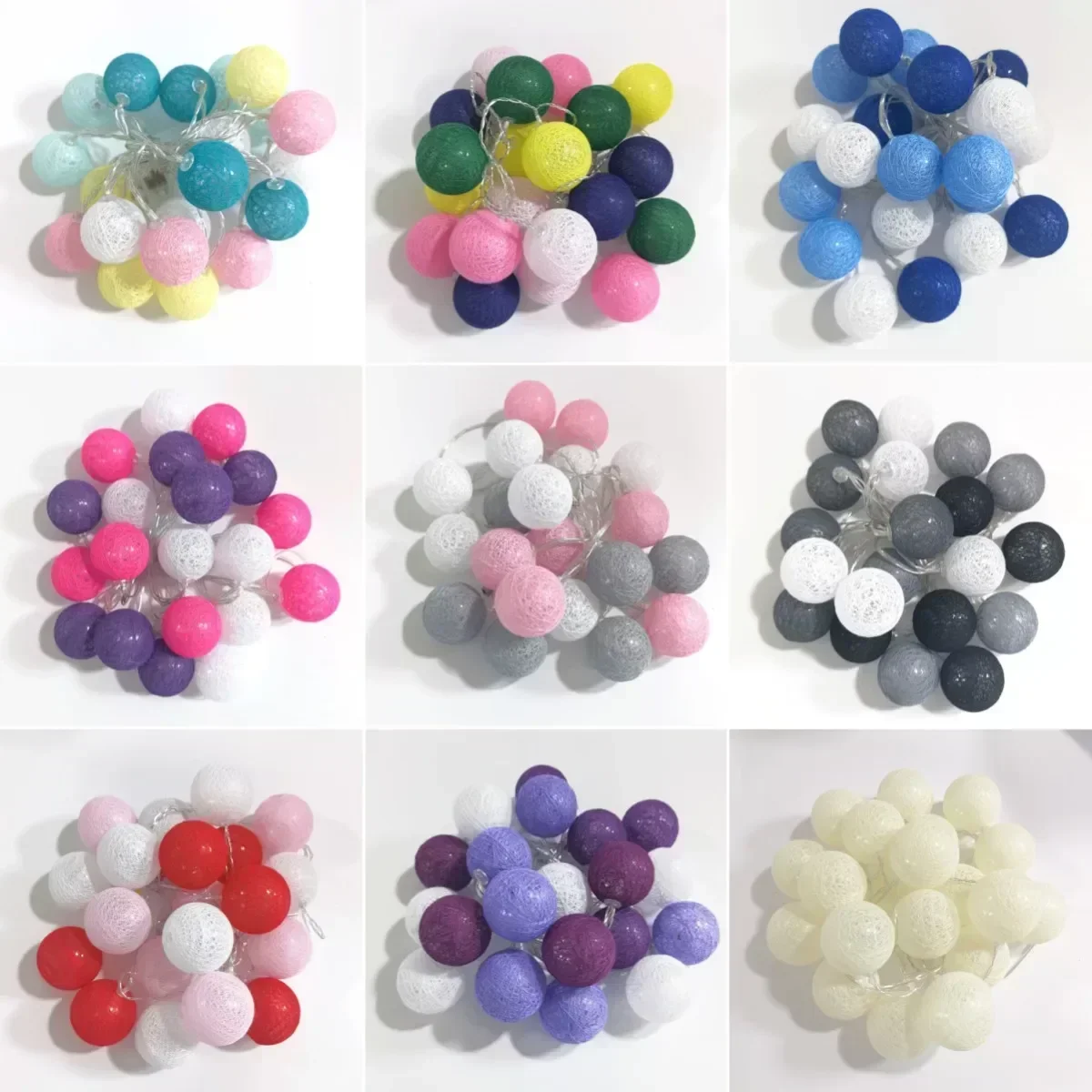 20LED Cotton Balls String Lights Garland Fairy Street Lights Christmas Decorations for Home Outdoor Wedding Garden Patio Lights