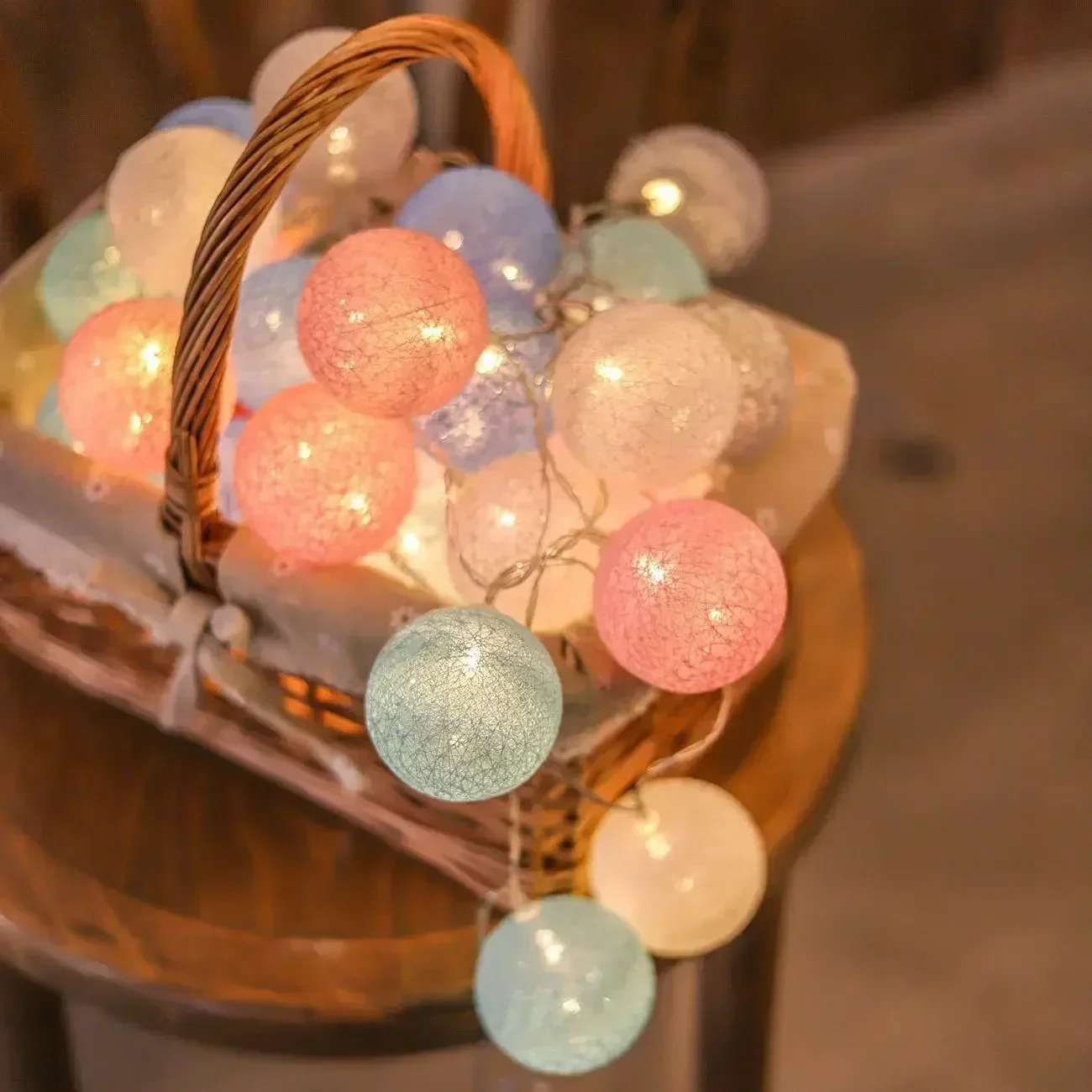 20LED Cotton Balls String Lights Garland Fairy Street Lights Christmas Decorations for Home Outdoor Wedding Garden Patio Lights