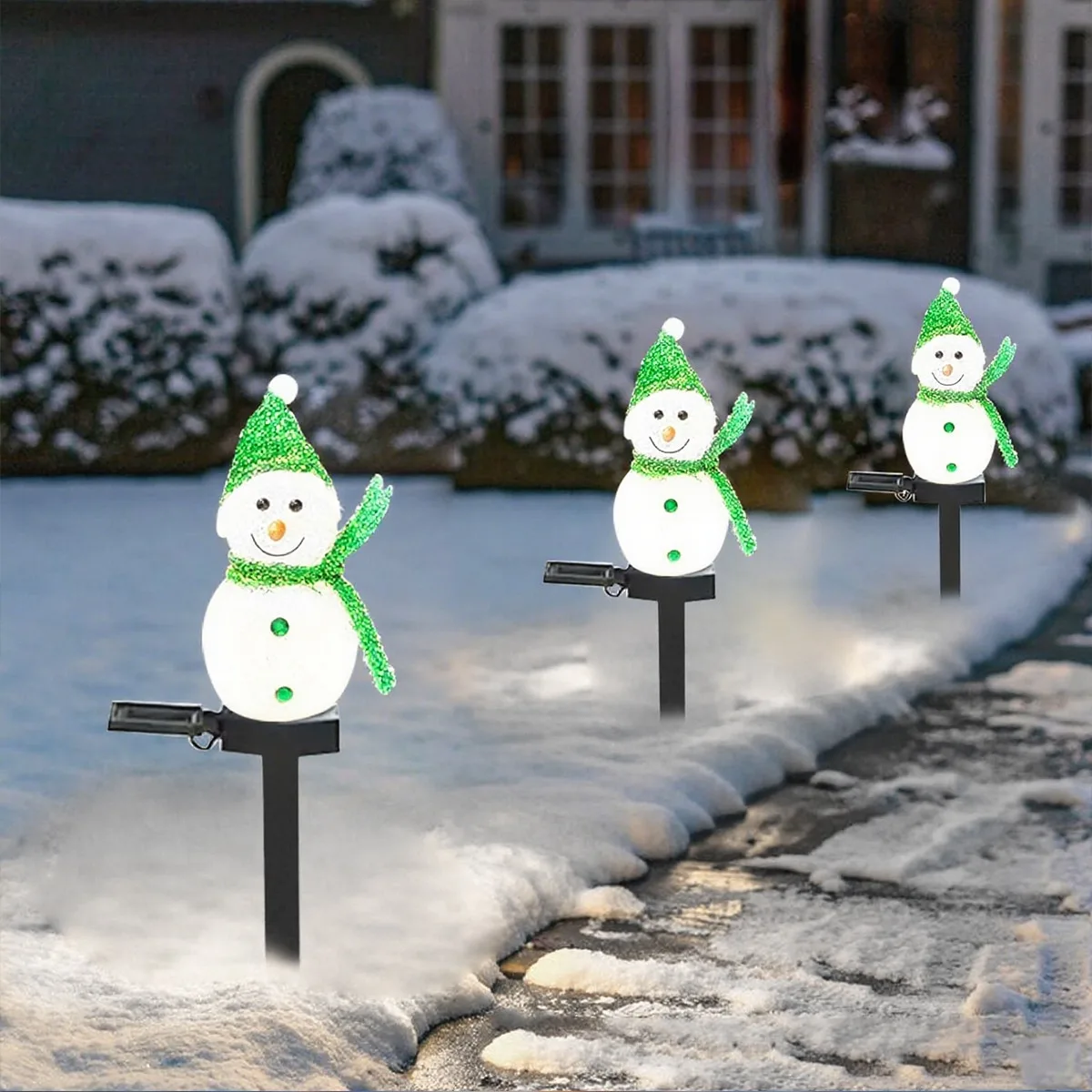 1pc Christmas Snowman Pathway Lights Solar Outdoor Snowman Stakes Lights For Home Patio Yard Garden Park Porch Street Xmas Decor