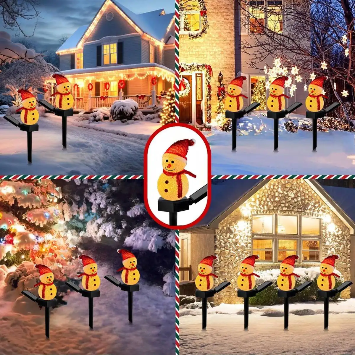 1pc Christmas Snowman Pathway Lights Solar Outdoor Snowman Stakes Lights For Home Patio Yard Garden Park Porch Street Xmas Decor