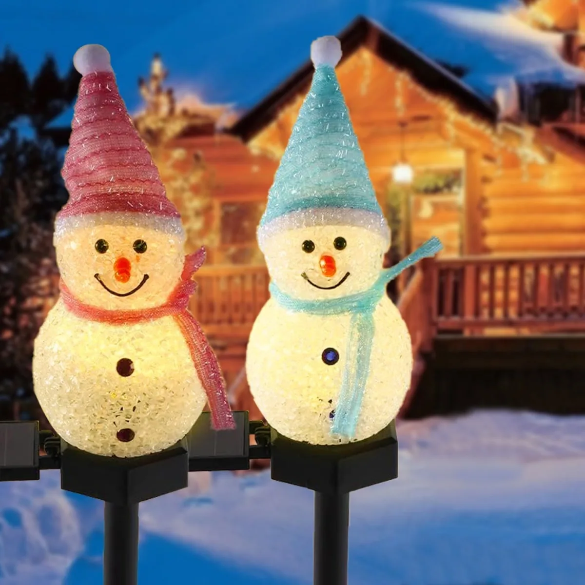 1pc Christmas Snowman Pathway Lights Solar Outdoor Snowman Stakes Lights For Home Patio Yard Garden Park Porch Street Xmas Decor