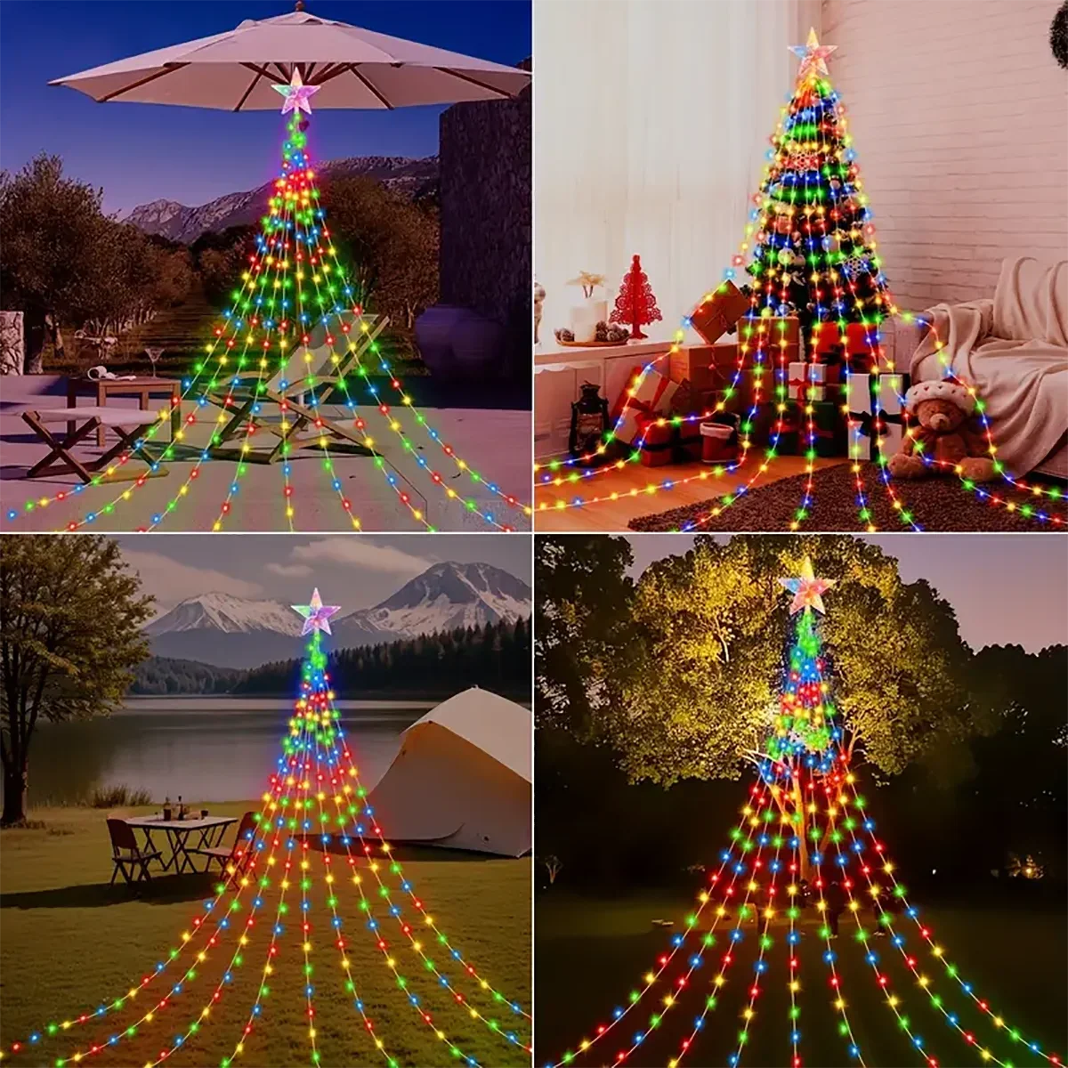 Christmas Trees New Year's Eve Decorations Christmas Decoration 2025 Garden Ambience Lights Christmas Star String Lights