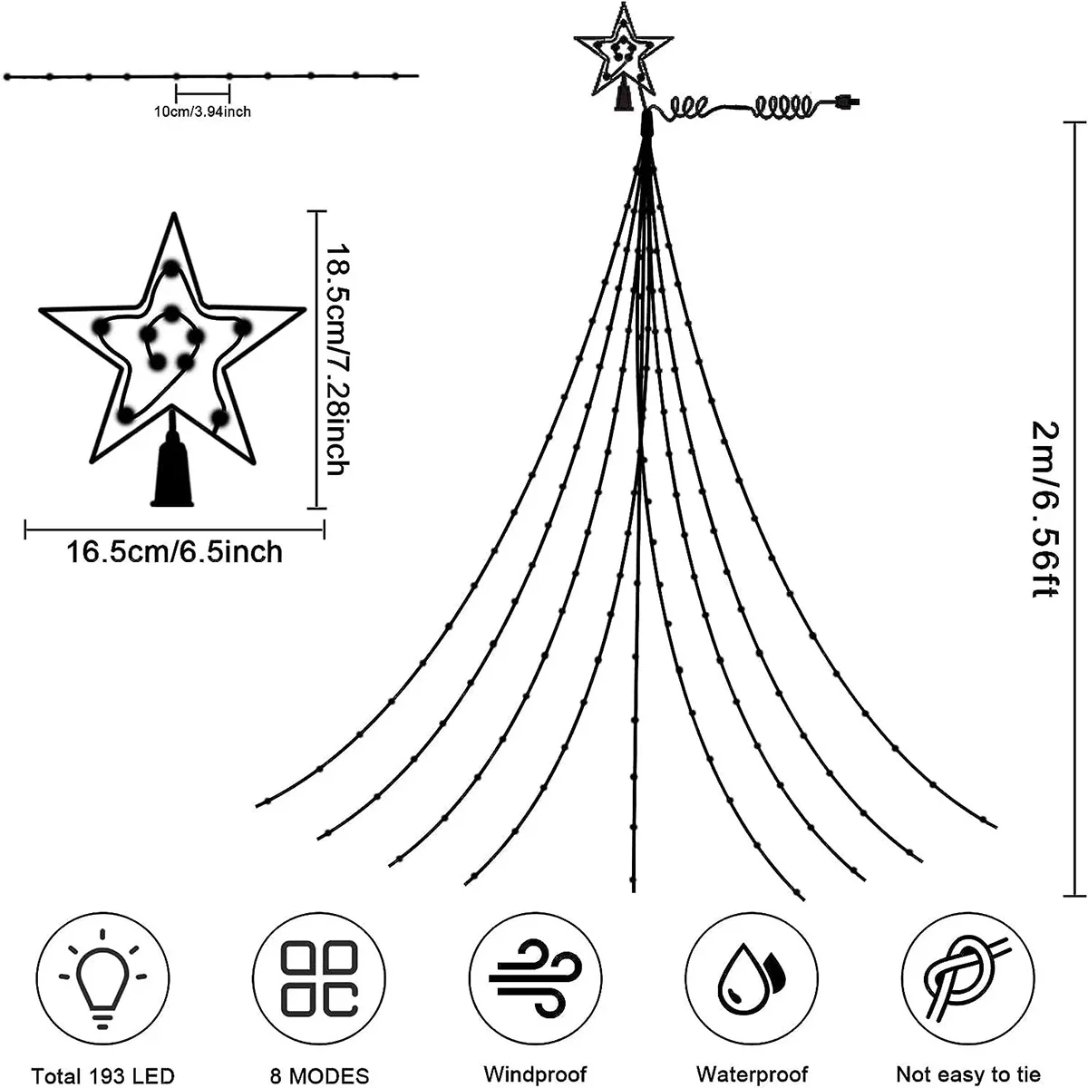 Christmas Trees New Year's Eve Decorations Christmas Decoration 2025 Garden Ambience Lights Christmas Star String Lights
