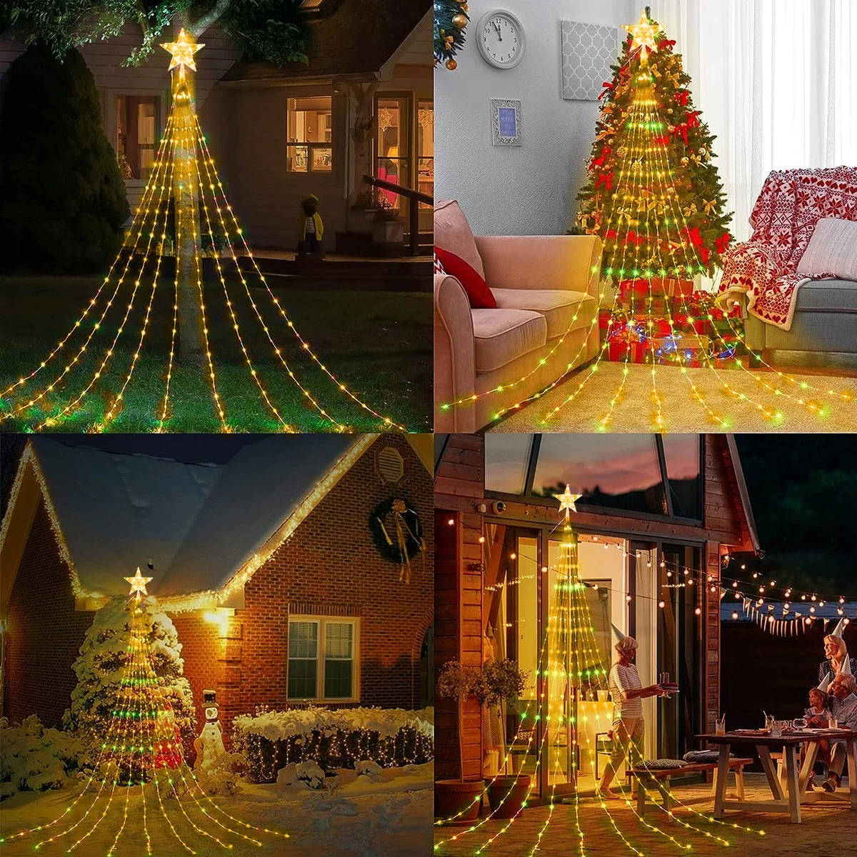 Christmas Trees New Year's Eve Decorations Christmas Decoration 2025 Garden Ambience Lights Christmas Star String Lights