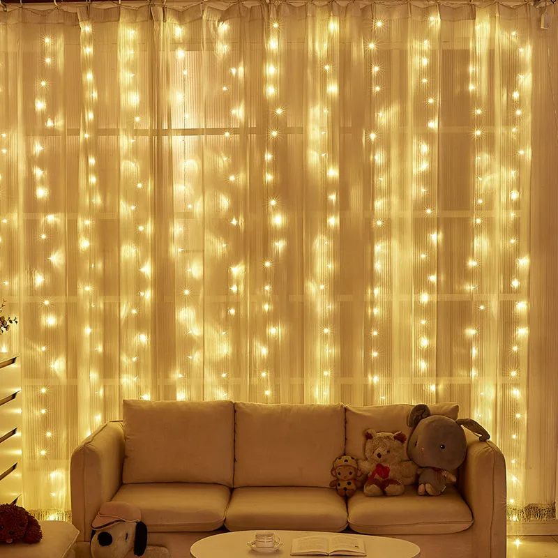 3x3/4x3/6x3m LED Curtain String Lights Christmas Garland Fairy Light Festoon Led Light Wedding Home Bedroom Decoration Lighting