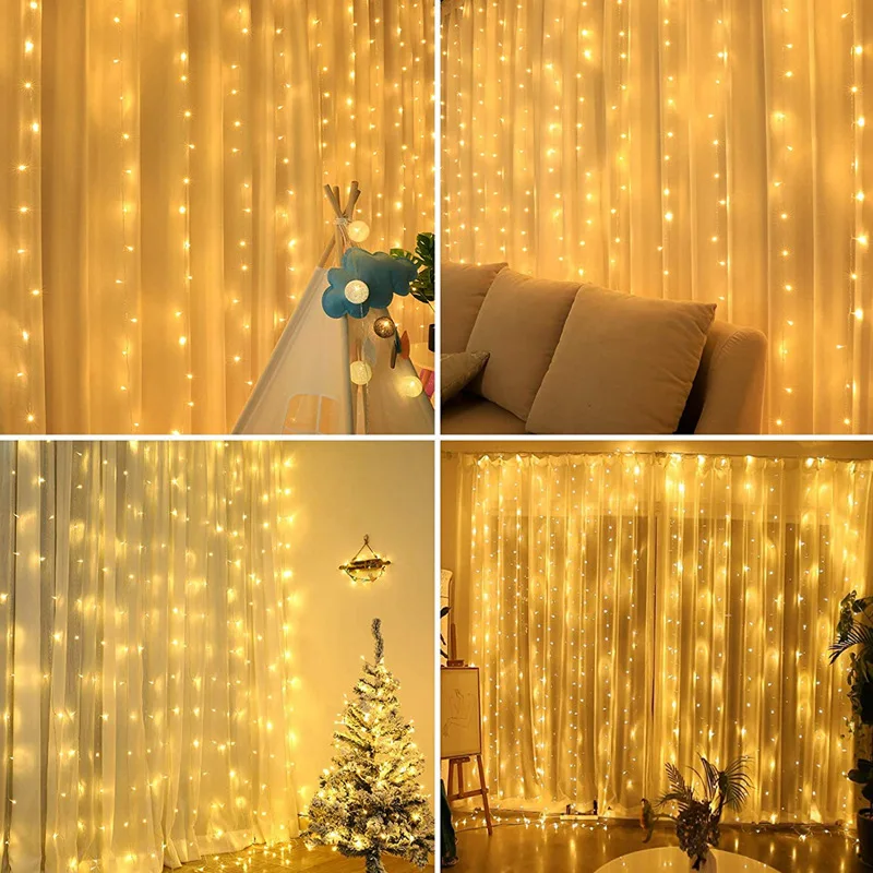 3x3/4x3/6x3m LED Curtain String Lights Christmas Garland Fairy Light Festoon Led Light Wedding Home Bedroom Decoration Lighting