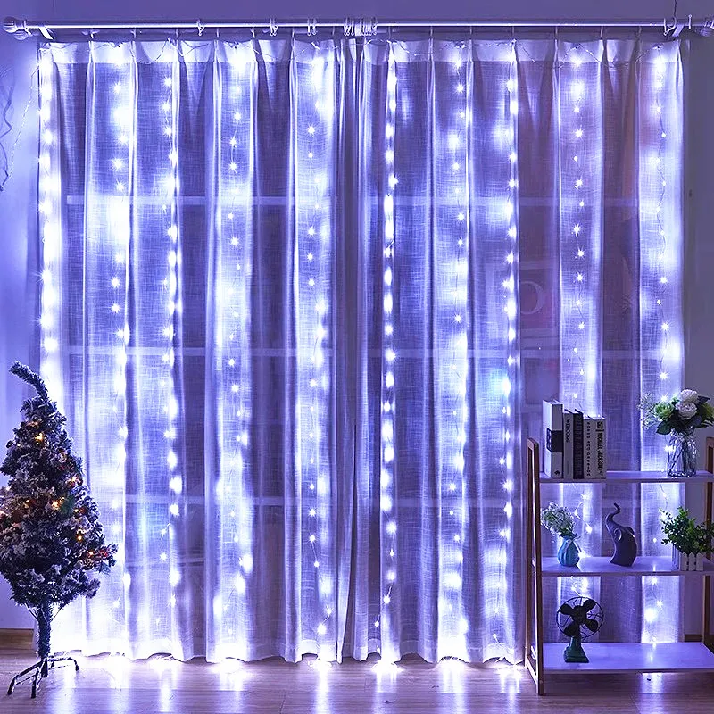 3x3/4x3/6x3m LED Curtain String Lights Christmas Garland Fairy Light Festoon Led Light Wedding Home Bedroom Decoration Lighting