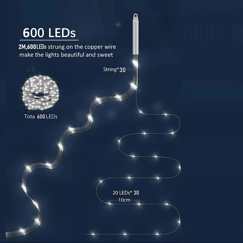 600LED Fairy Lights Garland Christmas Mini LED Decoration For Home Bedroom Waterfall Branch Lights Holiday Party Hallowen Lamp