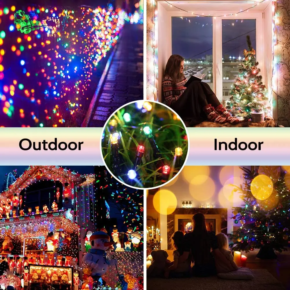Outdoor Solar Garden Lights Warm White Purple LED Strip String Fairy Lights Solar Lamp Waterproof Garland Decor for Patio Yard