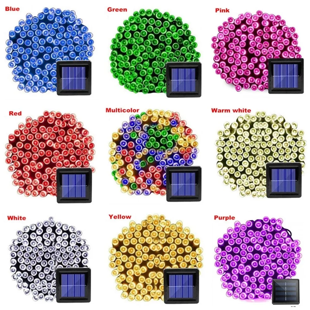 Outdoor Solar Garden Lights Warm White Purple LED Strip String Fairy Lights Solar Lamp Waterproof Garland Decor for Patio Yard