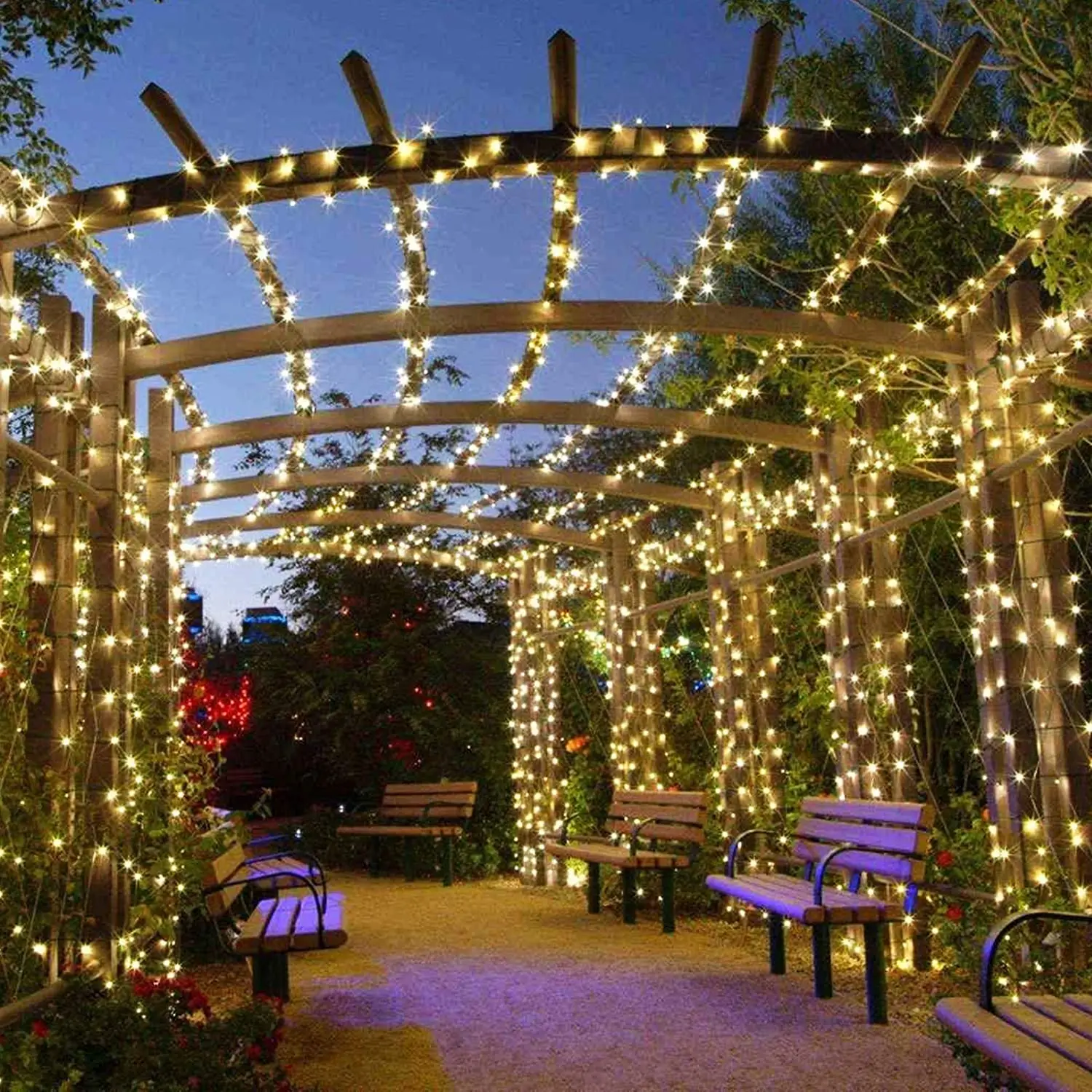 Outdoor Solar Garden Lights Warm White Purple LED Strip String Fairy Lights Solar Lamp Waterproof Garland Decor for Patio Yard