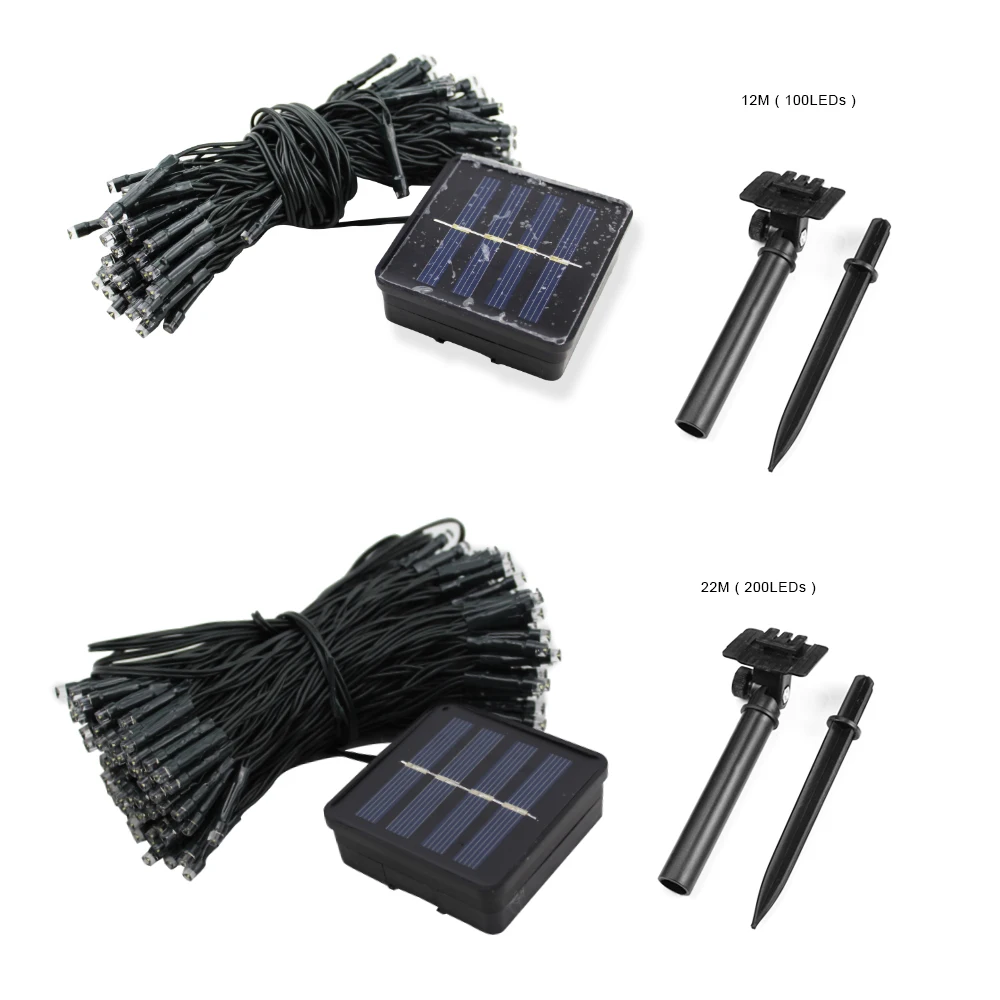 Outdoor Solar Garden Lights Warm White Purple LED Strip String Fairy Lights Solar Lamp Waterproof Garland Decor for Patio Yard