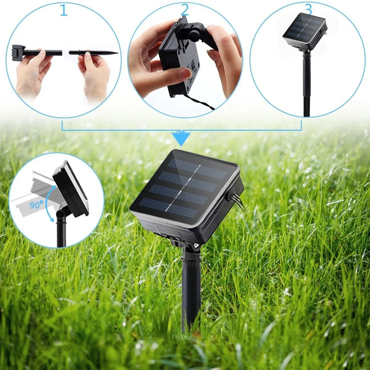 Outdoor Solar Garden Lights Warm White Purple LED Strip String Fairy Lights Solar Lamp Waterproof Garland Decor for Patio Yard