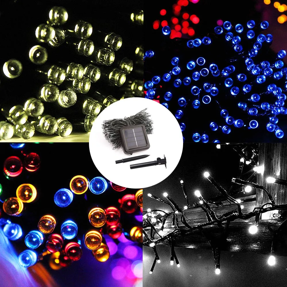 Outdoor Solar Garden Lights Warm White Purple LED Strip String Fairy Lights Solar Lamp Waterproof Garland Decor for Patio Yard
