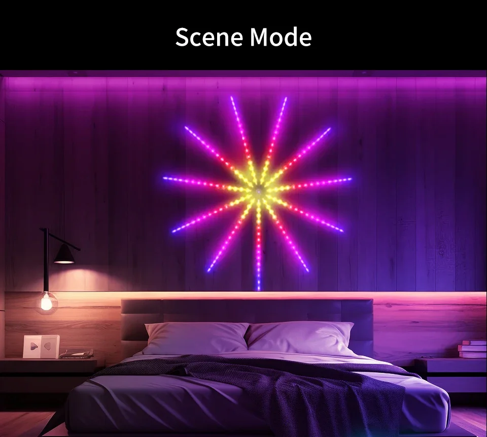 Bluetooth APP Control 5V USB LED Fireworks Light Garland RGBIC String Lights Music Sync Bedroom Wedding Party Christmas Decor