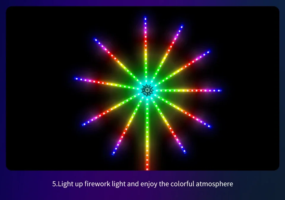 Bluetooth APP Control 5V USB LED Fireworks Light Garland RGBIC String Lights Music Sync Bedroom Wedding Party Christmas Decor