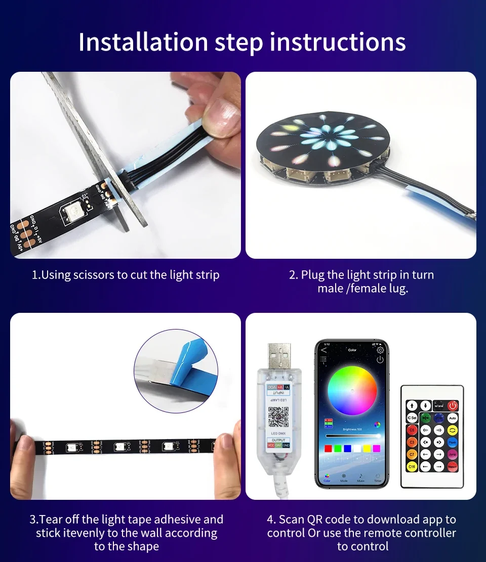 Bluetooth APP Control 5V USB LED Fireworks Light Garland RGBIC String Lights Music Sync Bedroom Wedding Party Christmas Decor